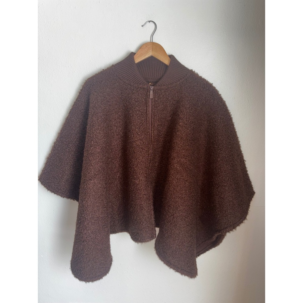 Canada Weathergear Brown Textured Zip Up‎ Poncho Women One Size